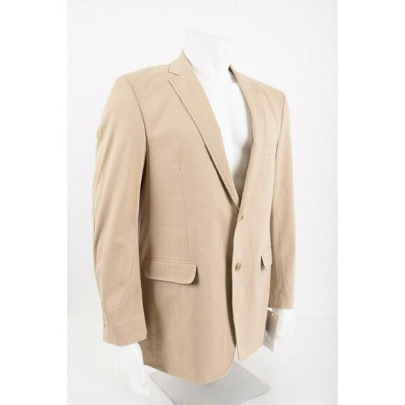 Crown & Ivy Mens Suit Jacket Blazer Sport Coat L Beige Khaki Cotton NWT - Picture 5 of 7